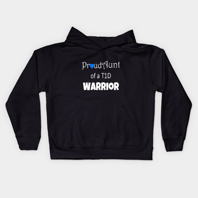 Proud Aunt - White Text - Blue Heart Kids Hoodie by CatGirl101